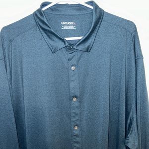 UNTUCKit Shirt Mens XXL Blue Green Performance Stretch Long Sleeve Button Up 2XL